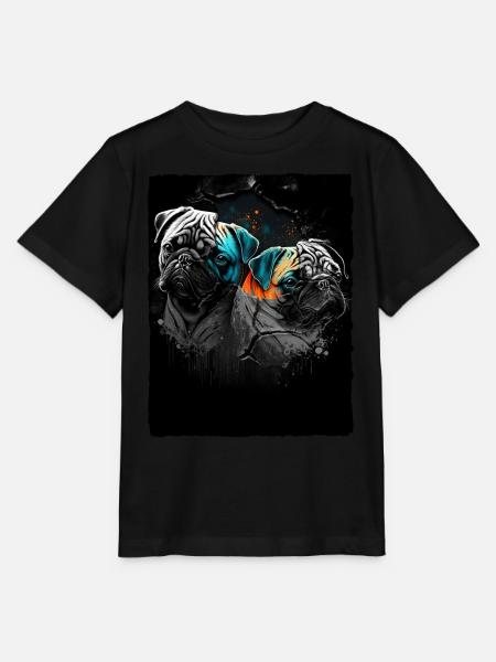 Mops Portrait - Stanley/Stella Kinder T-Shirt MINI CREATOR - Schwarz