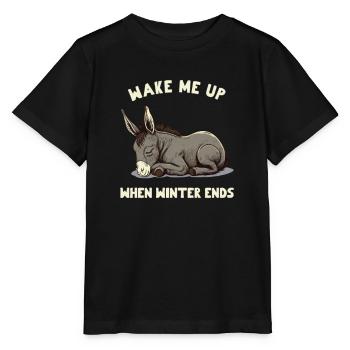Réveille-moi quand l’hiver se termine âne endormi - T-shirt bio MINI CREATOR Stanley/Stella Enfant - noir - Devant - Mikhail (115cm)