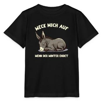 Weck mich auf wenn der Winter endet Müder Esel - Stanley/Stella Kinder T-Shirt MINI CREATOR  - Schwarz - Vorne - Mikhail (115cm)