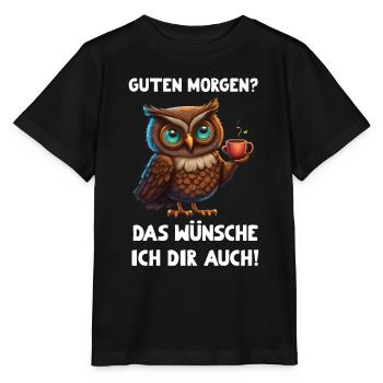 Gute Laune Eule - Stanley/Stella Kinder T-Shirt MINI CREATOR  - Schwarz - Vorne - Mikhail (115cm)