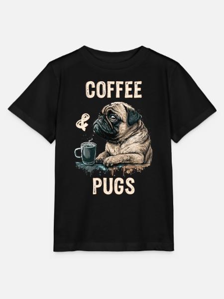 Coffee & Pugs - Stanley/Stella Kinder T-Shirt MINI CREATOR - Schwarz