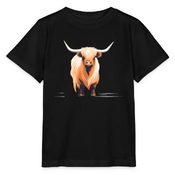 Conception géométrique de vaches des hautes terres - T-shirt bio MINI CREATOR Stanley/Stella Enfant - noir - Devant - Mikhail (115cm)