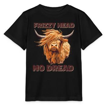 Tête crépue Pas dread Vache des Highlands - T-shirt bio MINI CREATOR Stanley/Stella Enfant - noir - Devant - Mikhail (115cm)