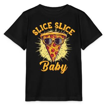 Slice Slice Pizza Sonnenbrille Pizzeria - Stanley/Stella Kinder T-Shirt MINI CREATOR  - Schwarz - Vorne - Mikhail (115cm)