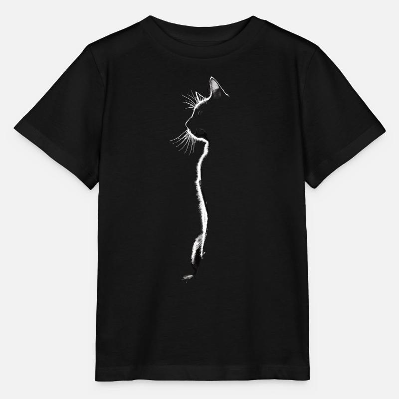 Silhouette de chat minimaliste - Élégant - T-shirt bio MINI CREATOR Stanley/Stella Enfant - noir
