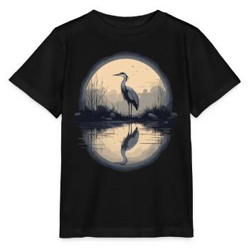 Héron cendré majestueux - T-shirt bio MINI CREATOR Stanley/Stella Enfant - noir - Devant - Mikhail (115cm)