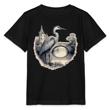 Héron cendré majestueux - T-shirt bio MINI CREATOR Stanley/Stella Enfant - noir - Devant - Mikhail (115cm)