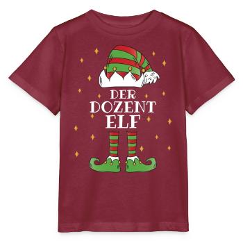 Der Dozent Elf - Familien Weihnachtsoutfit - Stanley/Stella Kinder T-Shirt MINI CREATOR  - Burgunderrot - Vorne - Kain (125cm)