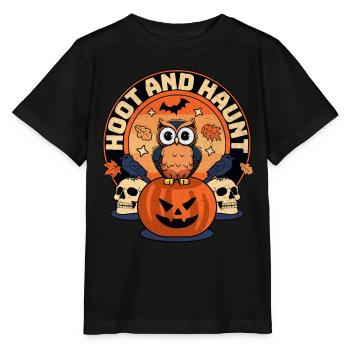 Scream et Spooky - Hibou d’Halloween - T-shirt bio MINI CREATOR Stanley/Stella Enfant - noir - Devant - Mikhail (115cm)
