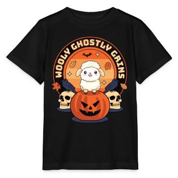 Sourires fantomatiques laineux - Moutons et spectres effrayants - T-shirt bio MINI CREATOR Stanley/Stella Enfant - noir - Devant - Mikhail (115cm)