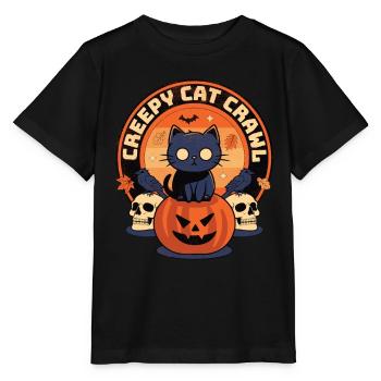 Creepy Cat Crawl - Spooktacular Halloween Mystique - Stanley/Stella MINI CREATOR Kids’ T-Shirt - black - Front - Mikhail (115cm)