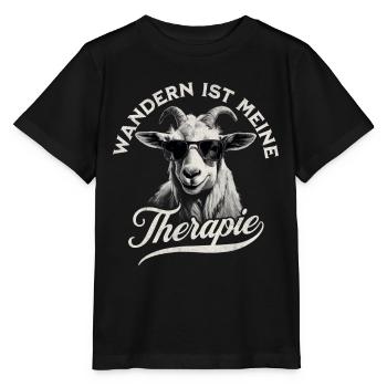 Wandern Ist Meine Therapie - Hiking Ziege Motiv - Stanley/Stella Kinder T-Shirt MINI CREATOR  - Schwarz - Vorne - Mikhail (115cm)