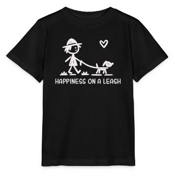 Happiness on a Leash - Dog Walking Fun - Stanley/Stella MINI CREATOR Kids’ T-Shirt - black - Front - Mikhail (115cm)