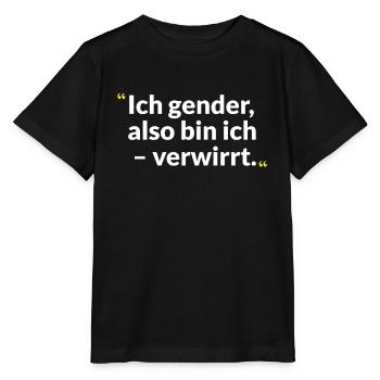 Réflexion sur le genre – Entre et sagesse - T-shirt bio MINI CREATOR Stanley/Stella Enfant - noir - Devant - Mikhail (115cm)