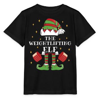 Der Gewichtheber-elf – Hebe Die Feiertagsstimmung - Stanley/Stella Kinder T-Shirt MINI CREATOR  - Schwarz - Vorne - Mikhail (115cm)