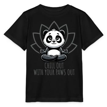 Chill Out With Your Paws Out Panda Yoga - Stanley/Stella MINI CREATOR Kids’ T-Shirt - black - Front - Mikhail (115cm)