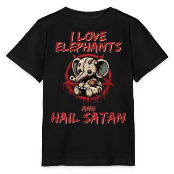 J’aime les éléphants et je salue Satan Heavy Metal - T-shirt bio MINI CREATOR Stanley/Stella Enfant - noir - Devant - Mikhail (115cm)