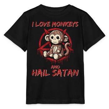 J’aime les singes et je salue Satan Heavy Metal Gothique - T-shirt bio MINI CREATOR Stanley/Stella Enfant - noir - Devant - Mikhail (115cm)