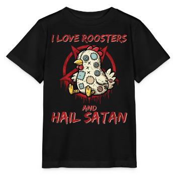 J’aime les coqs et je salue Satan Heavy Metal Gothique - T-shirt bio MINI CREATOR Stanley/Stella Enfant - noir - Devant - Mikhail (115cm)