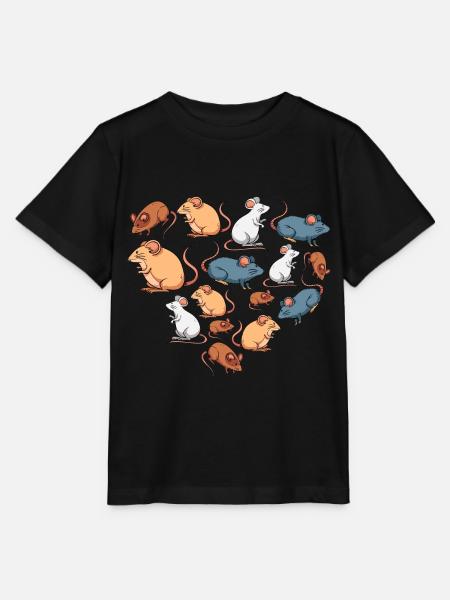 Herz Mäuse Maus - Stanley/Stella Kinder T-Shirt MINI CREATOR  - Schwarz