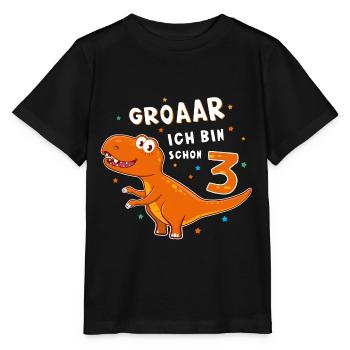 3. Kindergeburtstag Dinosaurier Ich bin 3 Geschenk - Stanley/Stella Kinder T-Shirt MINI CREATOR  - Schwarz - Vorne - Mikhail (115cm)