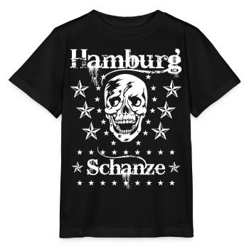 54 Hamburg Stadtteil Schanze Skull Totenkopf - Stanley/Stella Kinder T-Shirt MINI CREATOR  - Schwarz - Vorne - Mikhail (115cm)