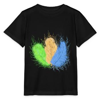 Feathers, colourfully mixed - Stanley/Stella MINI CREATOR Kids’ T-Shirt - black - Front - Mikhail (115cm)