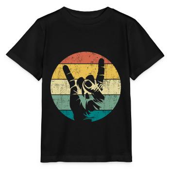 Pommesgabel Metal Hand Hand Signal Retro - Stanley/Stella MINI CREATOR Kids’ T-Shirt - black - Front - Mikhail (115cm)