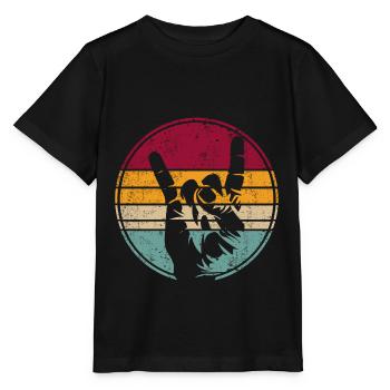 Pommesgabel Metal Hand Hand Signal Retro - Stanley/Stella MINI CREATOR Kids’ T-Shirt - black - Front - Mikhail (115cm)