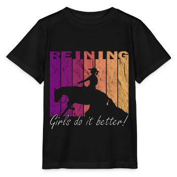 Reining girls do it better Western rider QH - T-shirt bio MINI CREATOR Stanley/Stella Enfant - noir - Devant - Mikhail (115cm)