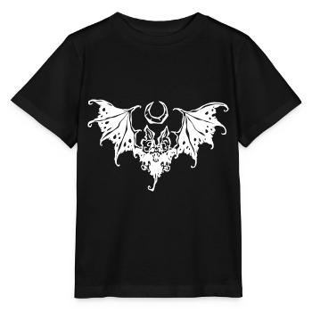 Fledermaus und Mond Halloween - Stanley/Stella Kinder T-Shirt MINI CREATOR  - Schwarz - Vorne - Mikhail (115cm)