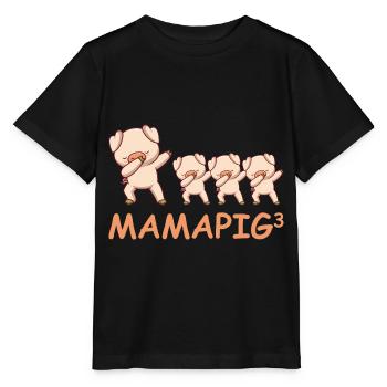 Schwanger werdene Mutter Drillinge Schwein - Stanley/Stella Kinder T-Shirt MINI CREATOR  - Schwarz - Vorne - Mikhail (115cm)