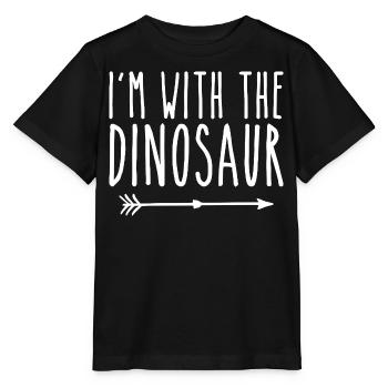 Ich bin mit dem Dinosaurier Erwachsene Kinder Männer Frauen Kostüm - Stanley/Stella Kinder T-Shirt MINI CREATOR  - Schwarz - Vorne - Mikhail (115cm)