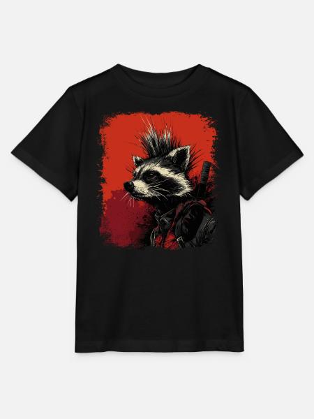 Waschbär Ninja Punk - Stanley/Stella Kinder T-Shirt MINI CREATOR - Schwarz