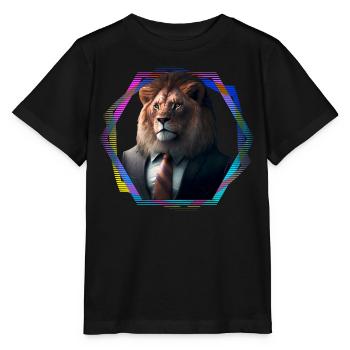 Lion en costume - T-shirt bio MINI CREATOR Stanley/Stella Enfant - noir - Devant - Mikhail (115cm)