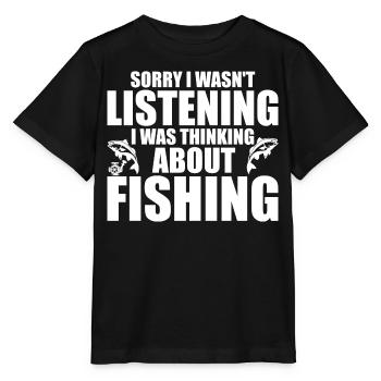 I Wasn't Listening I Was Thinking About Fishing - T-shirt bio MINI CREATOR Stanley/Stella Enfant - noir - Devant - Mikhail (115cm)