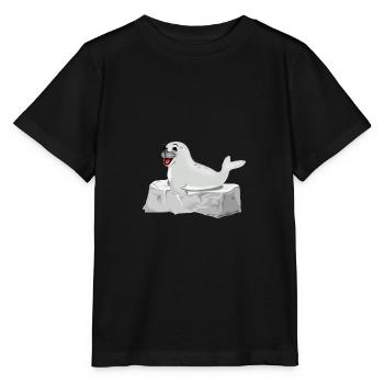 Lachende Robbe auf Fels - Stanley/Stella Kinder T-Shirt MINI CREATOR  - Schwarz - Vorne - Mikhail (115cm)