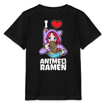 J’aime l’anime Ramen Déclaration Heart Girl Manga - T-shirt bio MINI CREATOR Stanley/Stella Enfant - noir - Devant - Mikhail (115cm)