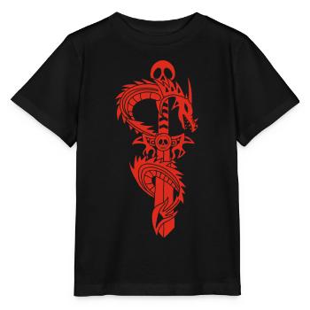 Le dragon rouge et l'épée - T-shirt bio MINI CREATOR Stanley/Stella Enfant - noir - Devant - Mikhail (115cm)