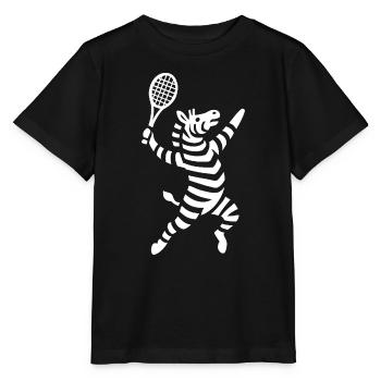 Minimalist Zebra Tennis Player Backhand - Stanley/Stella MINI CREATOR Kids’ T-Shirt - black - Front - Mikhail (115cm)