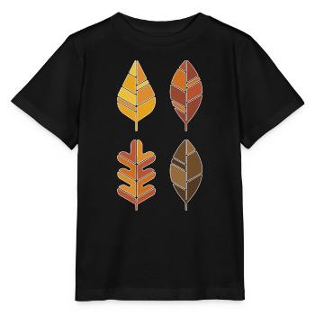 Vier Herbstblätter Raster - Stanley/Stella Kinder T-Shirt MINI CREATOR  - Schwarz - Vorne - Mikhail (115cm)