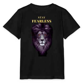 Stay Fearless Leo - Fearless Lion - Lion - Stanley/Stella MINI CREATOR Kids’ T-Shirt - black - Front - Mikhail (115cm)
