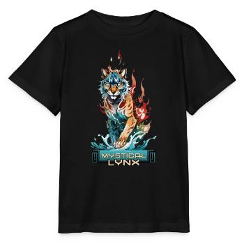 Mystischer Luchs: Wächter des Wassers und des Feuers - Stanley/Stella Kinder T-Shirt MINI CREATOR  - Schwarz - Vorne - Mikhail (115cm)
