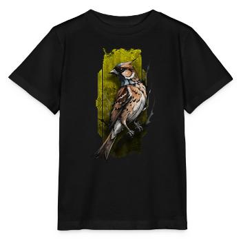 Majestätischer Kardinalvogel sitzt auf einem Ast - Stanley/Stella Kinder T-Shirt MINI CREATOR  - Schwarz - Vorne - Mikhail (115cm)