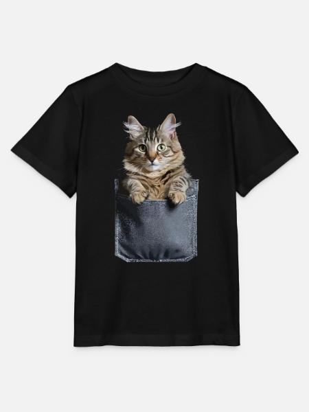 Maine Coon Katze in der Tasche Geschenk - Stanley/Stella Kinder T-Shirt MINI CREATOR - Schwarz