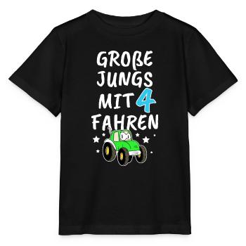 Große Jungs Mit 4 Fahren Traktor Trecker Kinder - Stanley/Stella Kinder T-Shirt MINI CREATOR  - Schwarz - Vorne - Mikhail (115cm)