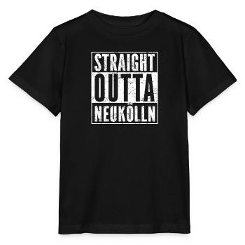 STRAIGHT OUTTA NEUKÖLLN funny Berlin shirt - Stanley/Stella MINI CREATOR Kids’ T-Shirt - black - Front - Mikhail (115cm)