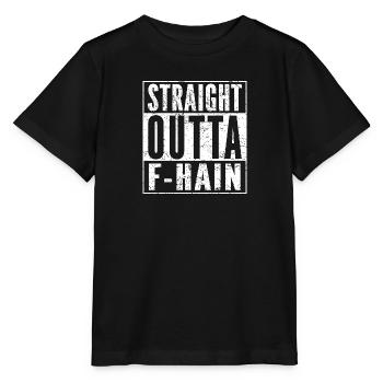STRAIGHT OUTTA FRIEDRICHSHAIN Berlin Shirt F-HAIN - Stanley/Stella Kinder T-Shirt MINI CREATOR  - Schwarz - Vorne - Mikhail (115cm)