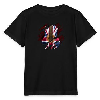 Britische Gitarrenflagge nach innen - Stanley/Stella Kinder T-Shirt MINI CREATOR  - Schwarz - Vorne - Mikhail (115cm)