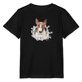 Bullterrier *Glas-Loch* - Stanley/Stella Kinder T-Shirt MINI CREATOR  - Schwarz - Vorne - Mikhail (115cm)